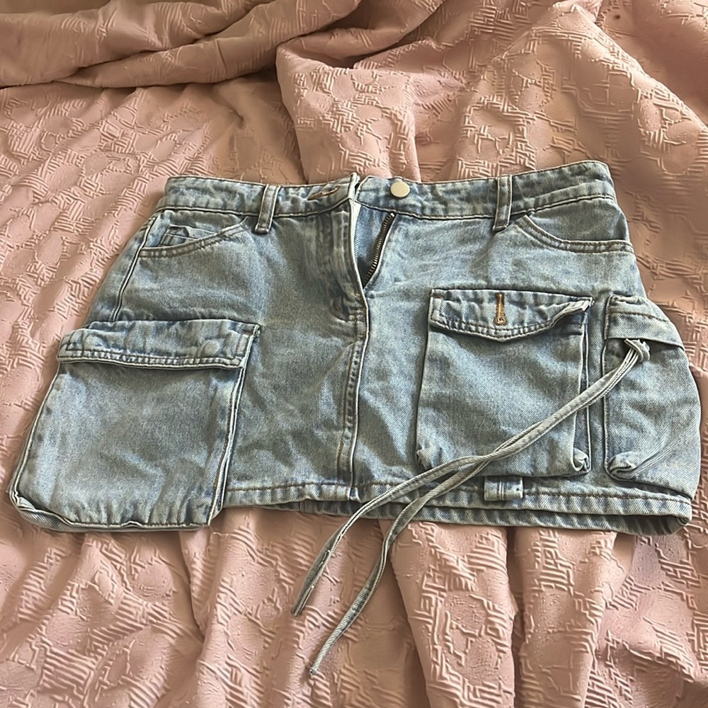 trendy denim skirt/ skort